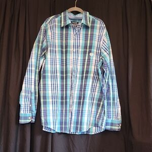 Chaps Green and Blue Plaid Casual Shirt
